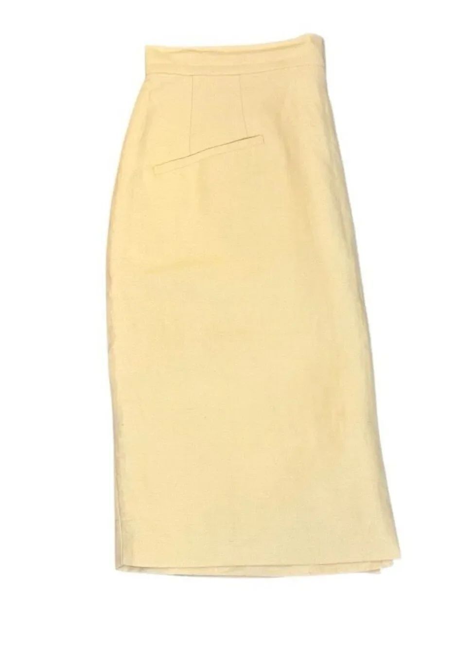 Casual Corner Linen Blend Skirt Sz. 12 Vintage Y2K Lined Knee Length Career - Picture 5 of 8